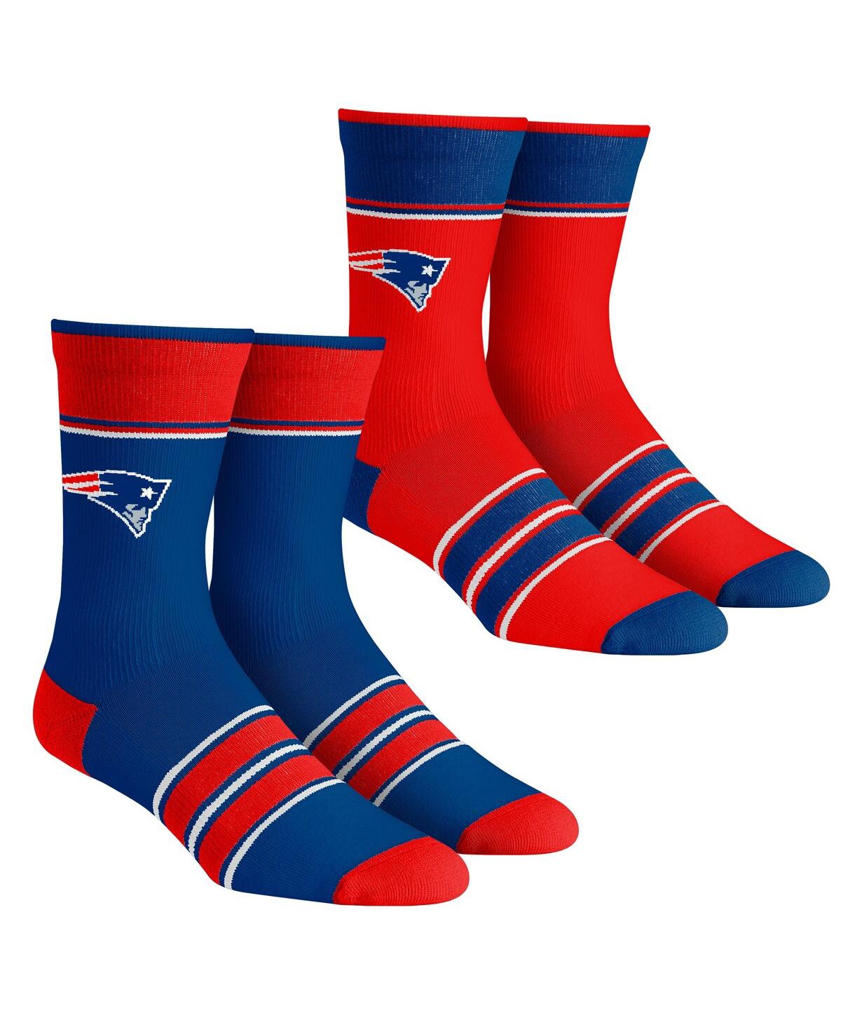 Rock 'em Men's And Women's  Socks New England Patriots Multi-stripe 2-pack Team Crew Sock Set