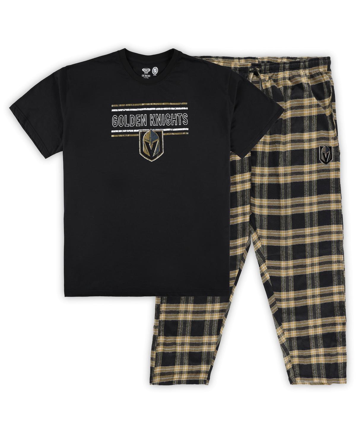 Shop Profile Men's Black, Gold Vegas Golden Knights Big And Tall T-shirt And Pajama Pants Sleep Set In Black,gold