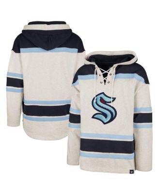 Men's Oatmeal Seattle Kraken Rockaway Lace-Up Pullover Hoodie