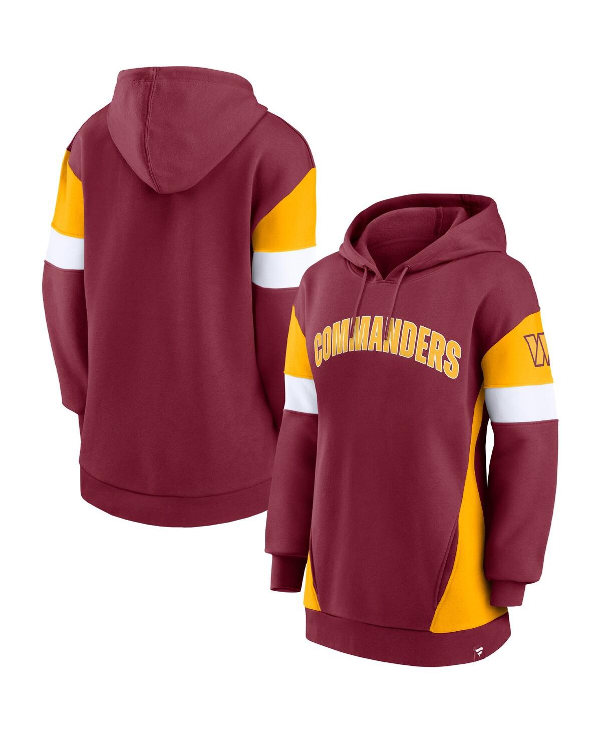 Fanatics Women's  Burgundy, Gold Washington Commanders Lock It Down Pullover Hoodie In Burgundy,gold