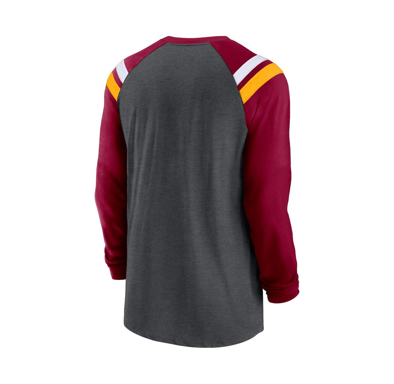 Men's Heathered Charcoal, Burgundy Washington Commanders Tri-Blend Raglan Athletic Long Sleeve Fashion T-shirt