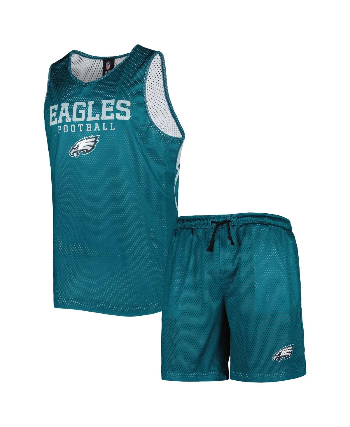 Foco Men's  Midnight Green Philadelphia Eagles Colorblock Mesh V-neck Top And Shorts Set