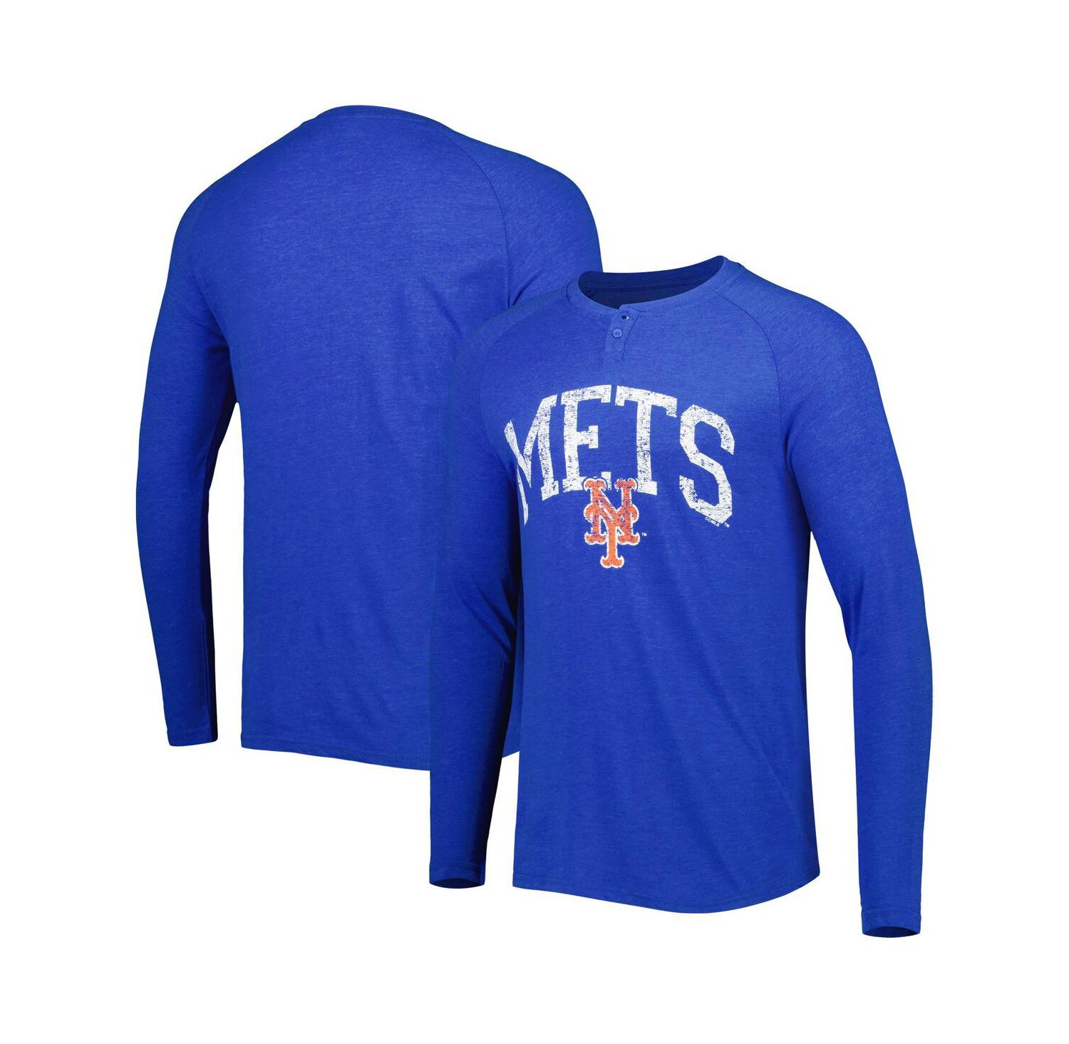 Men's Royal New York Mets Inertia Raglan Long Sleeve Henley T-shirt