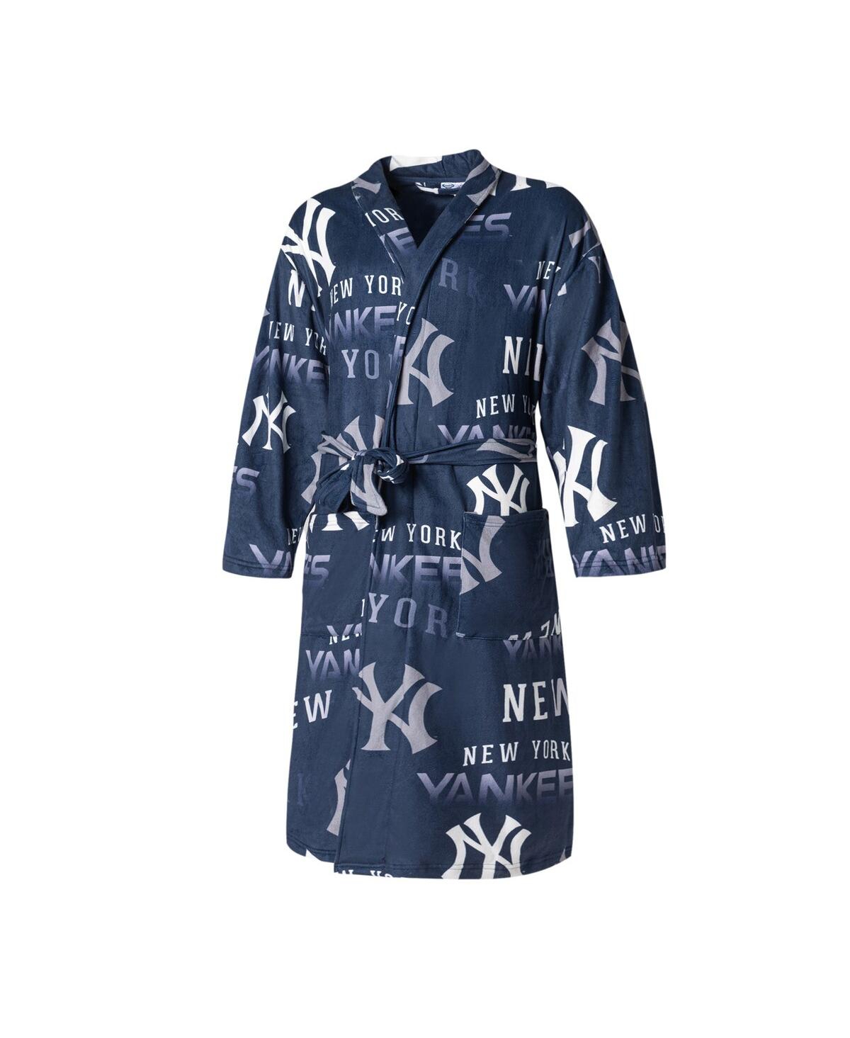 CONCEPTS SPORT MEN'S CONCEPTS SPORT NAVY NEW YORK YANKEES WINDFALL MICROFLEECE ALLOVER ROBE