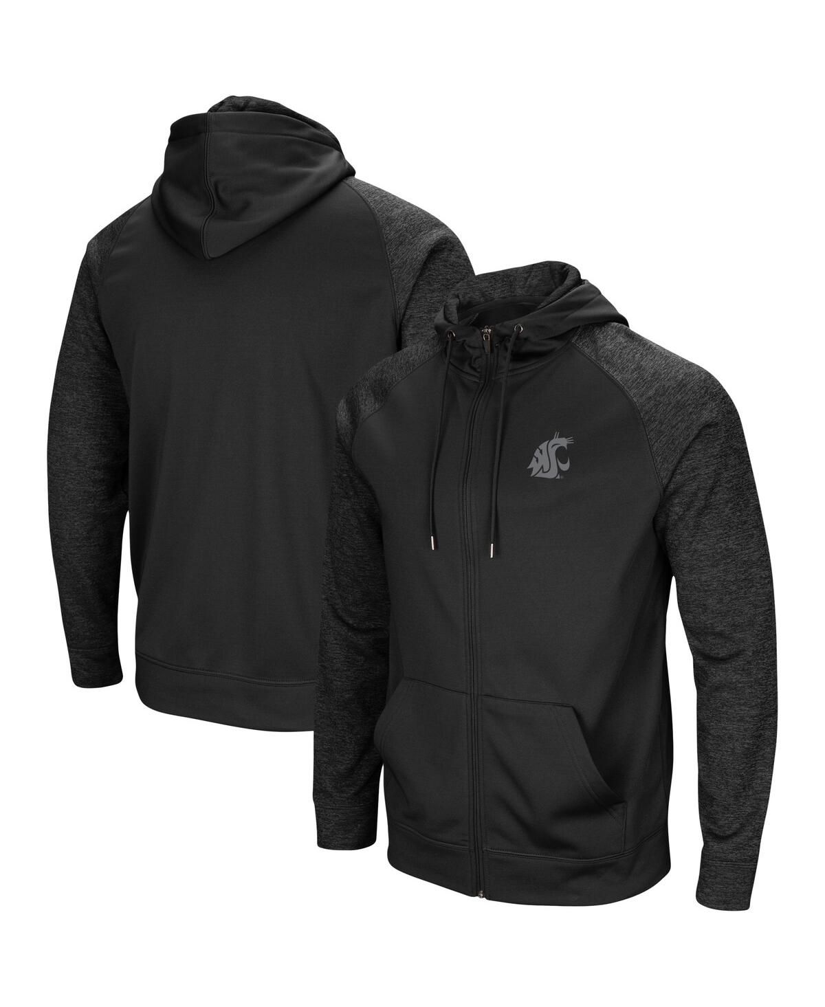 Мужская черная толстовка Washington State Cougars Blackout 3.0 Реглан в тон с капюшоном на молнии