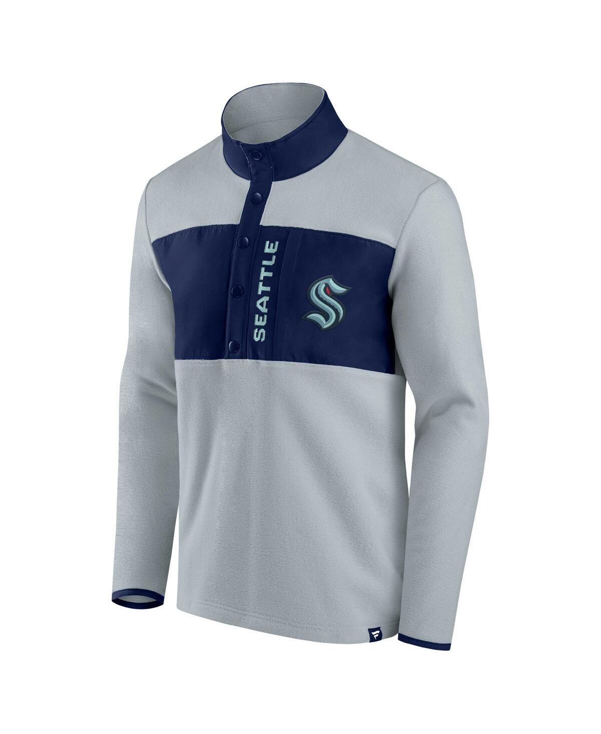 Men's Fanatics Deep Sea Blue Seattle Kraken Omni Polar Fleece Quarter-Snap Jacket - Deep Sea Blue