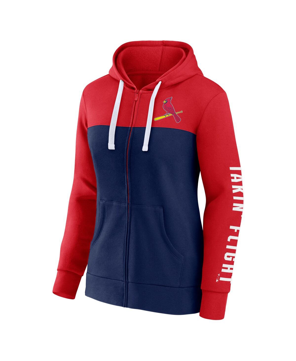 Fanatics Women's  Red, Navy St. Louis Cardinals Take The Field Colorblocked Hoodie Full-zip Jacket In Red,navy