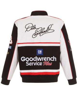 Men's White, Black Dale Earnhardt Goodwrench Twill Uniform Full-Snap Jacket