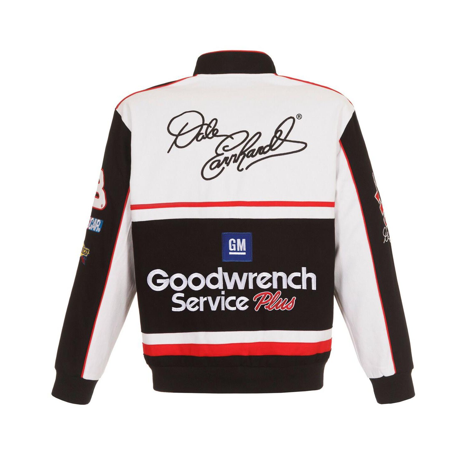 Men's White, Black Dale Earnhardt Goodwrench Twill Uniform Full-Snap Jacket