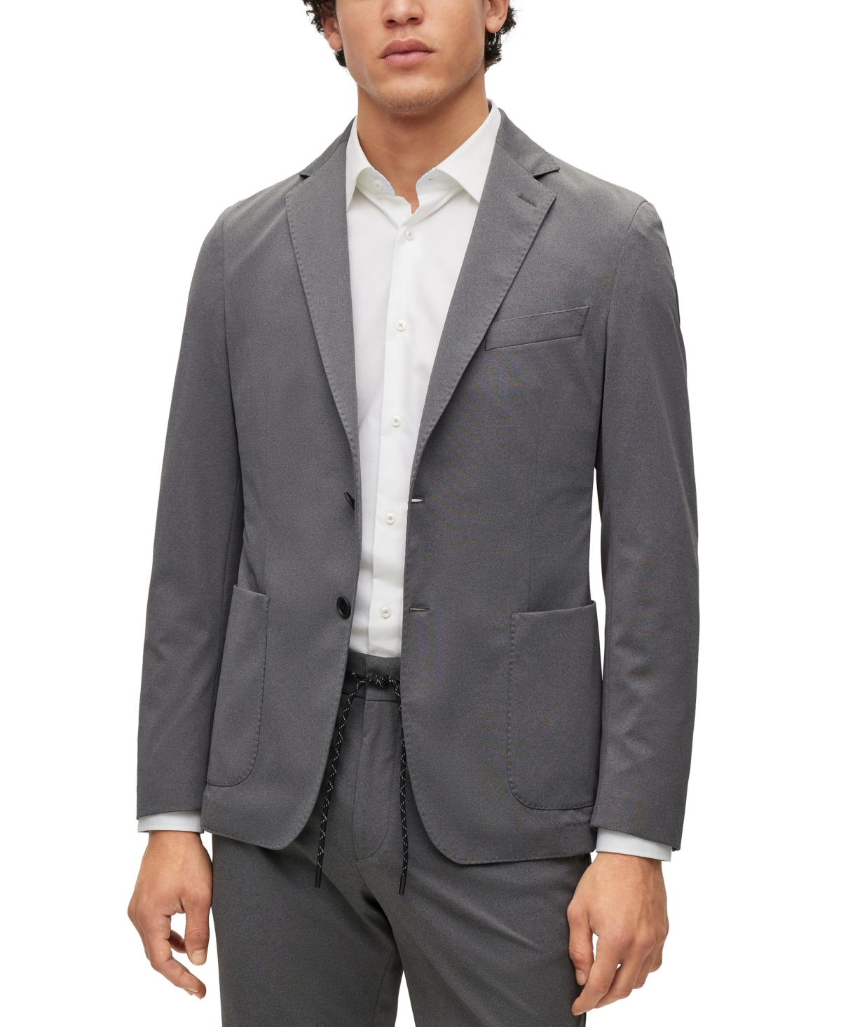 Hugo Boss Boss By  Men's Slim-fit Jacket In Micro-patterned Performance-stretch Cloth In Silver