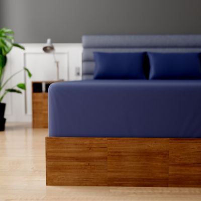 Luxurious Hotel Quality Fitted Sheet – 100% Cotton – Ultra Soft and Skin Friendly– Easy Care & Snug Fit -  Navy