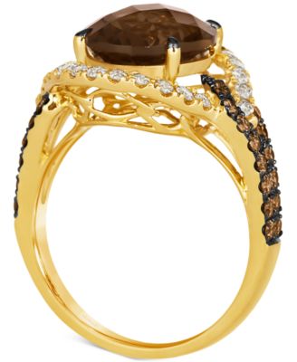 Chocolate Quartz (4-1/5 ct. t.w.) & Diamond (1-7/8 ct. t.w.) Swirl Ring in 14k Gold