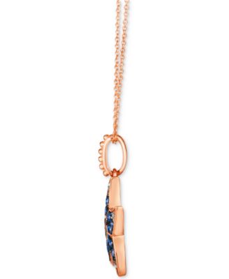 Multi-Sapphire (5/8 ct. t.w.) & Chocolate Diamond (1/20 ct. t.w.) Starfish Pendant Necklace in 14k Rose Gold, 18" + 2" extender