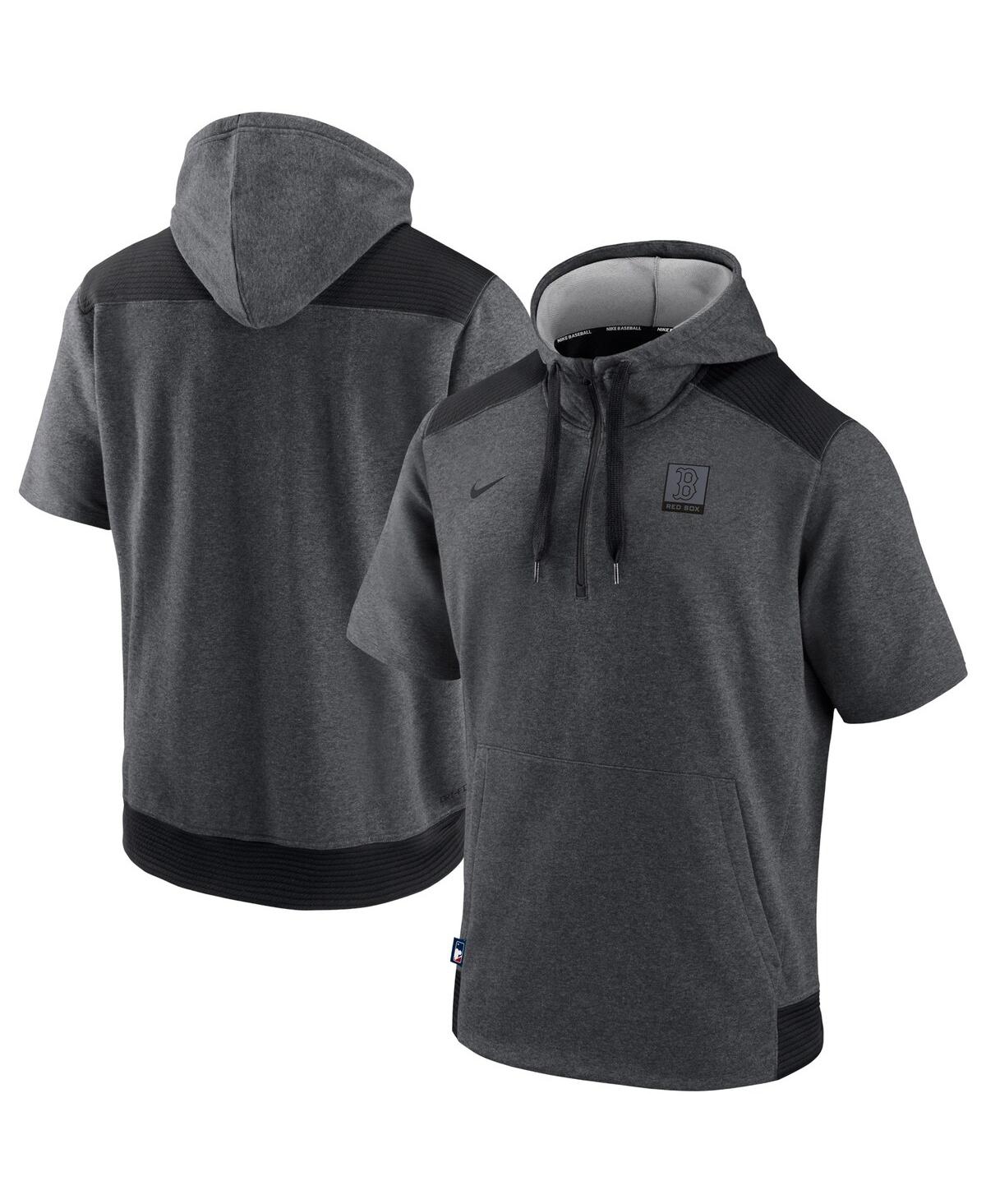 Men's Nike Black Boston Red Sox Authentic Collection Dry Flux Performance Quarter-Zip Short Sleeve Hoodie - Bl