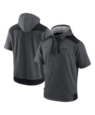 Men's Heathered Charcoal, Black Chicago White Sox Authentic Collection Dry Flux Performance Quarter-Zip Short Sleeve Hoodie