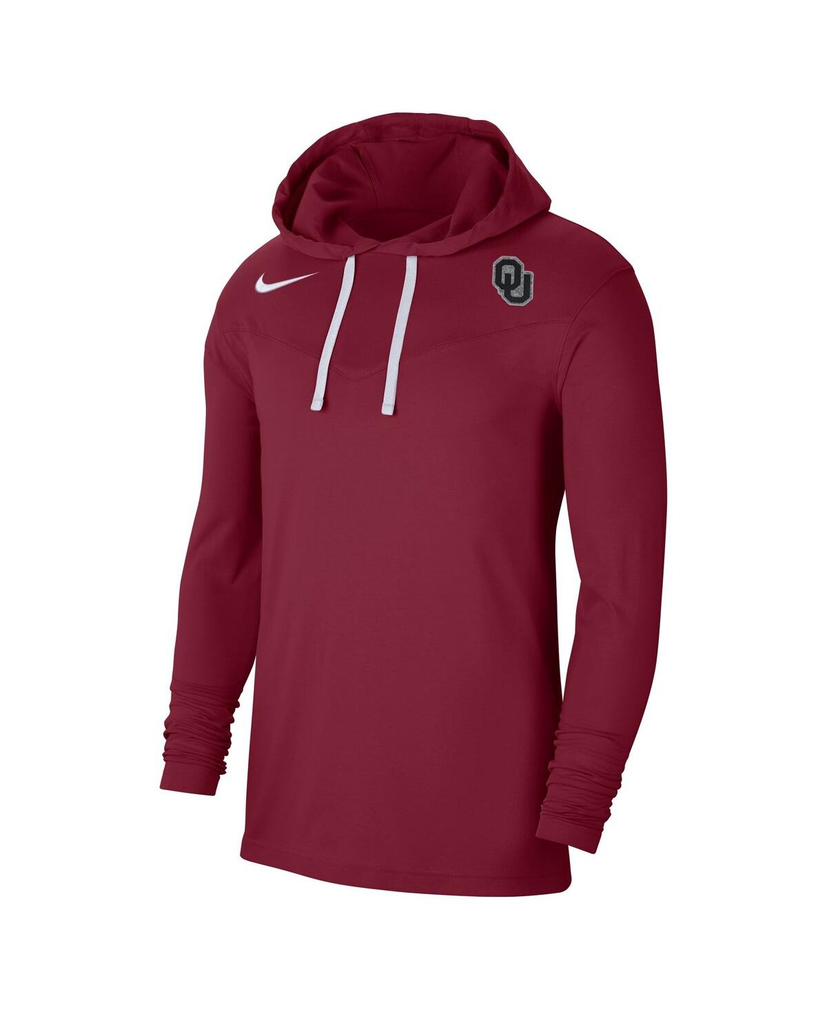 Men's NikeOklahoma Sooners Off-Field Performance Long Sleeve Hoodie T-shirt - Crimson