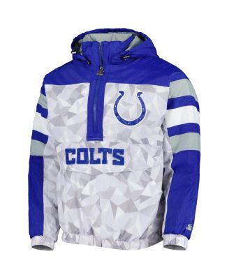 Men's White, Royal Indianapolis Colts Thursday Night Gridiron Raglan Half-Zip Hooded Jacket
