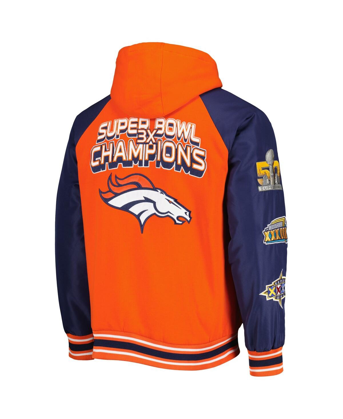 Shop G-iii Sports By Carl Banks Men's  Orange Denver Broncos 3x Champions Defender Raglan Full-zip Hoodie