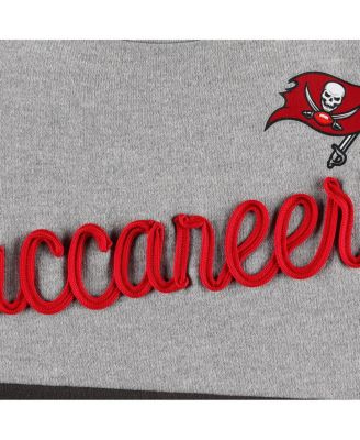 Women's Heathered Gray, Red Tampa Bay Buccaneers Outfield Deep V-Back Pullover Sweatshirt