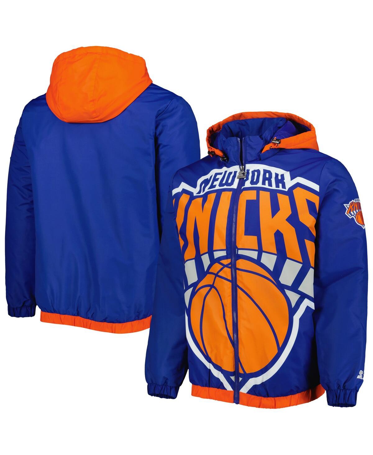 Starter Blue New York Knicks The Triple Double Full-zip Hoodie Jacket In Blue