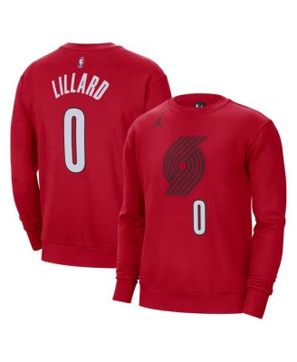 Men's Damian Lillard Red Portland Trail Blazers Statement Name and Number Pullover Sweatshirt