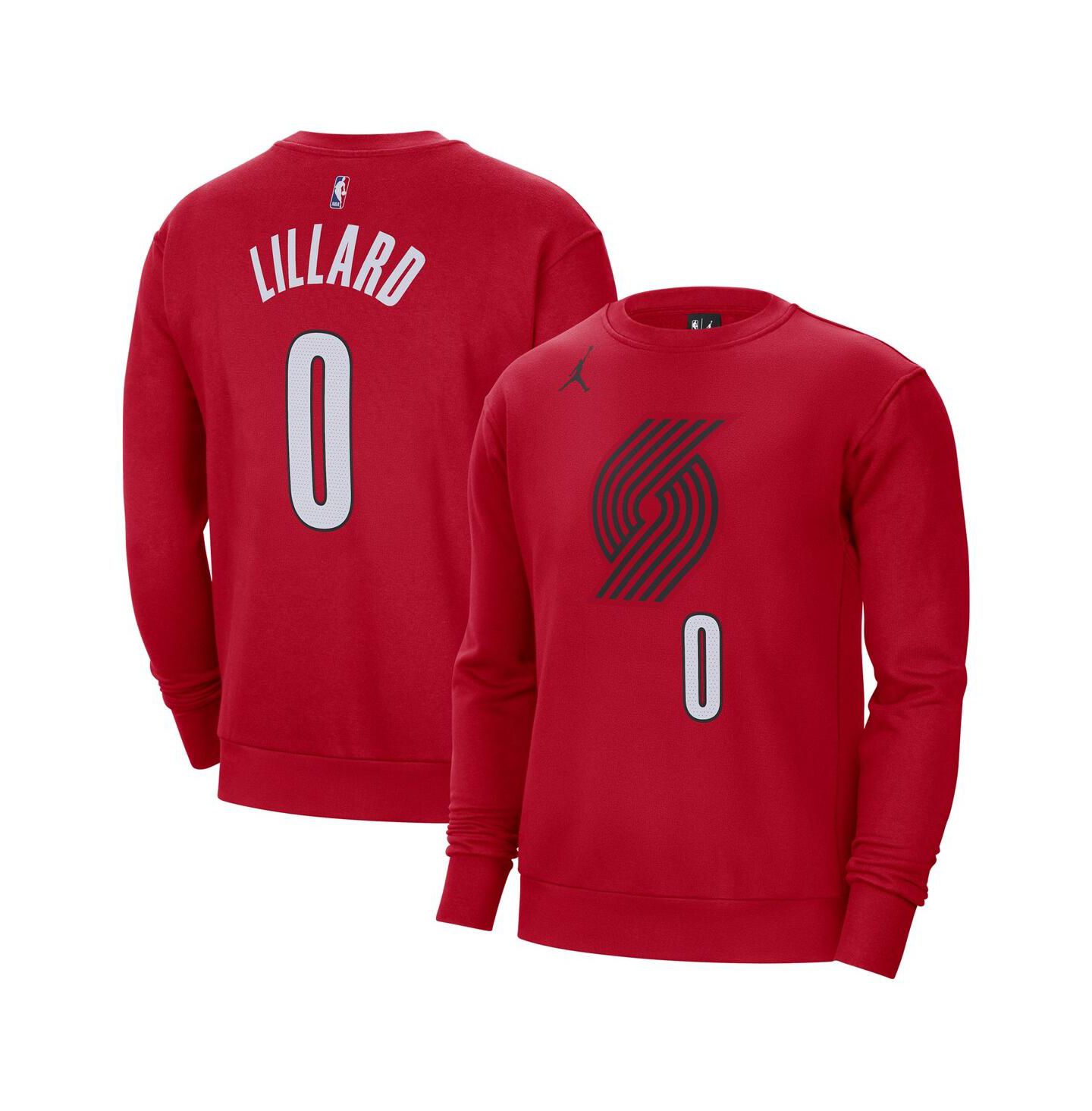 Мужские толстовки Jordan Damian Lillard Red Portland Trail Blazers Statement Name and Number Pullover — фото 2