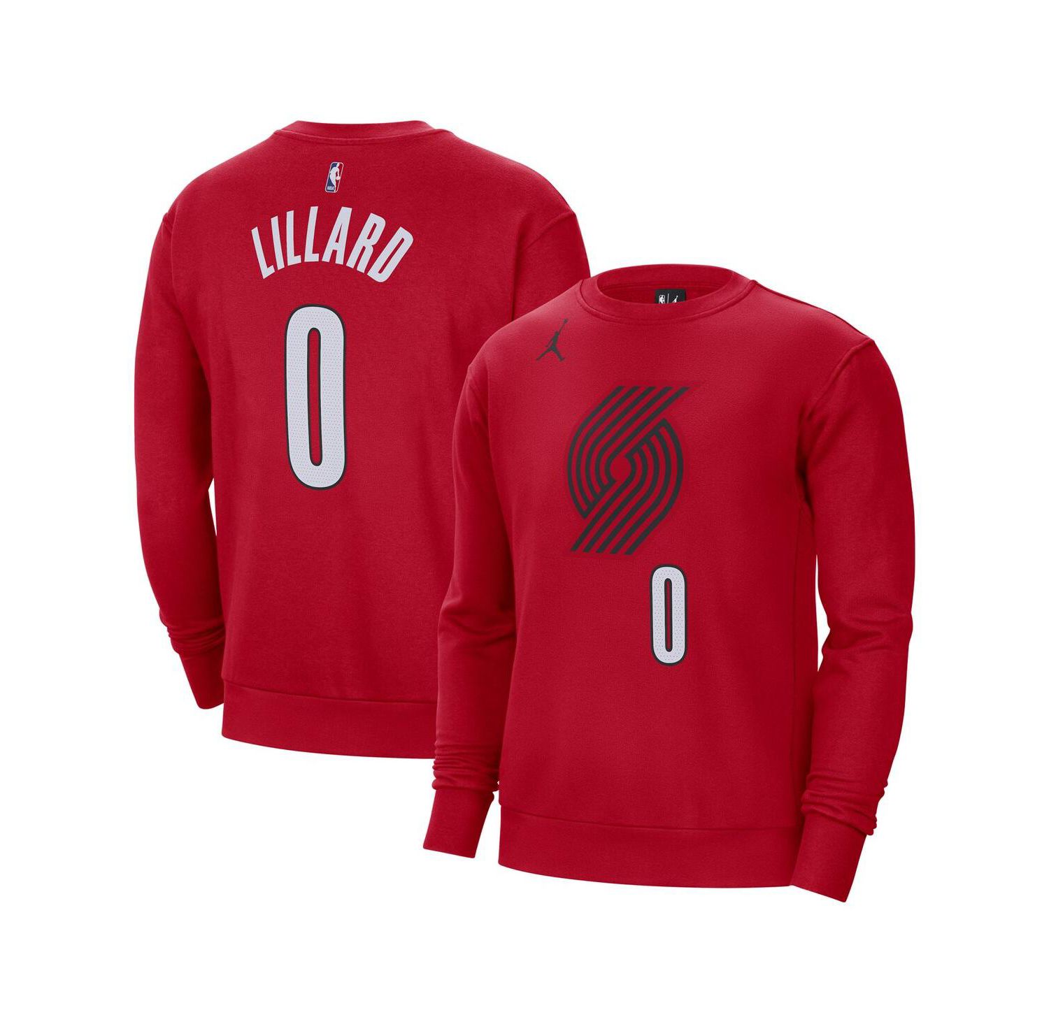 Men's Damian Lillard Red Portland Trail Blazers Statement Name and Number Pullover Sweatshirt