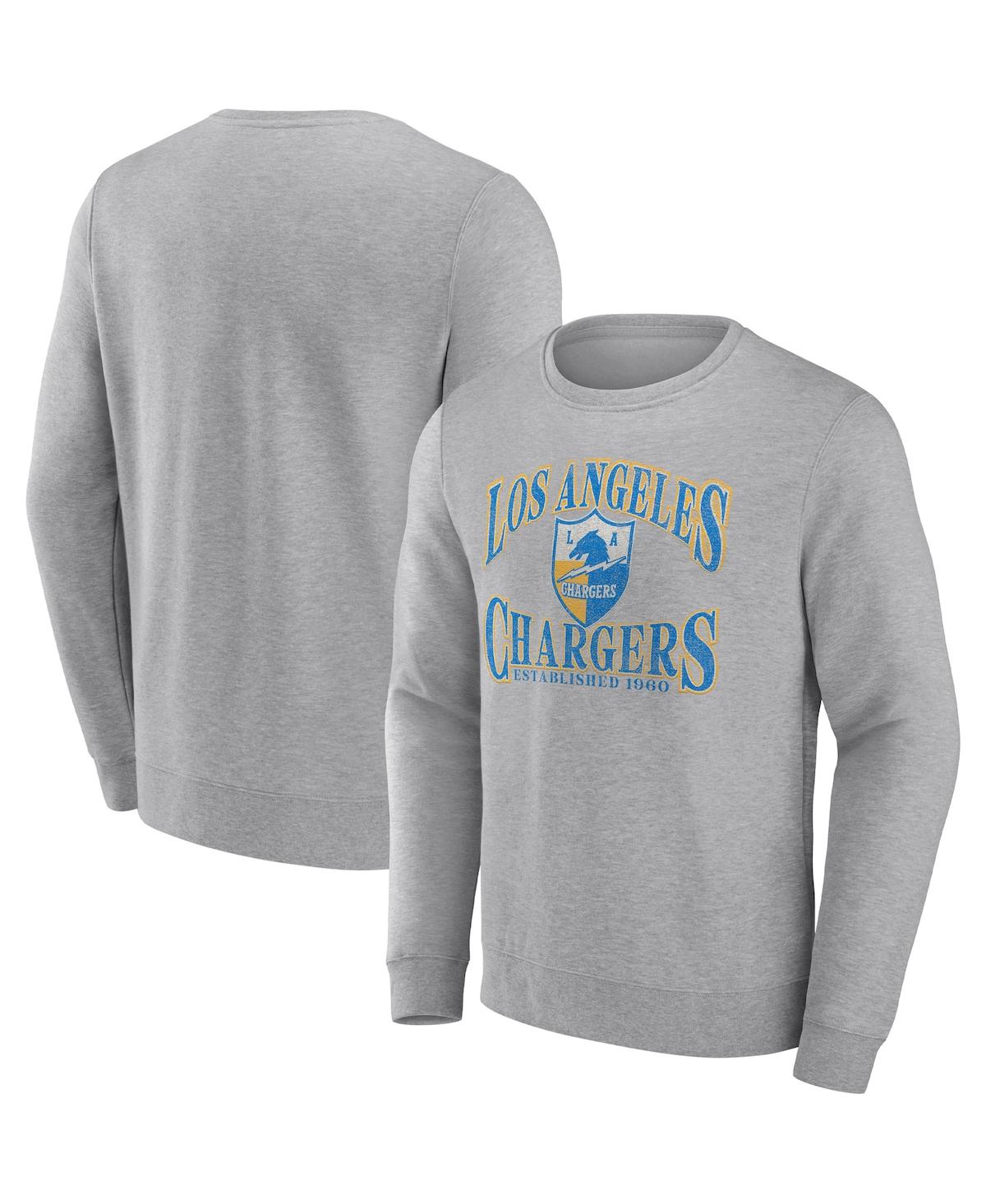 Shop Fanatics Men's  Heather Charcoal Los Angeles Chargers Playability Pullover Sweatshirt