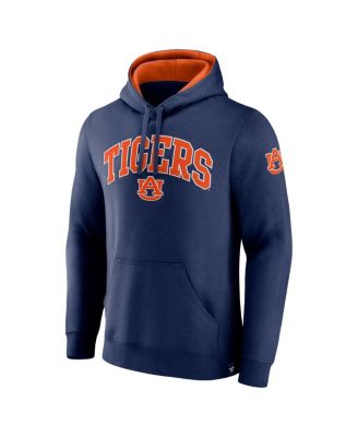 Men's Navy Auburn Tigers Arch & Logo Tackle Twill Pullover Hoodie
