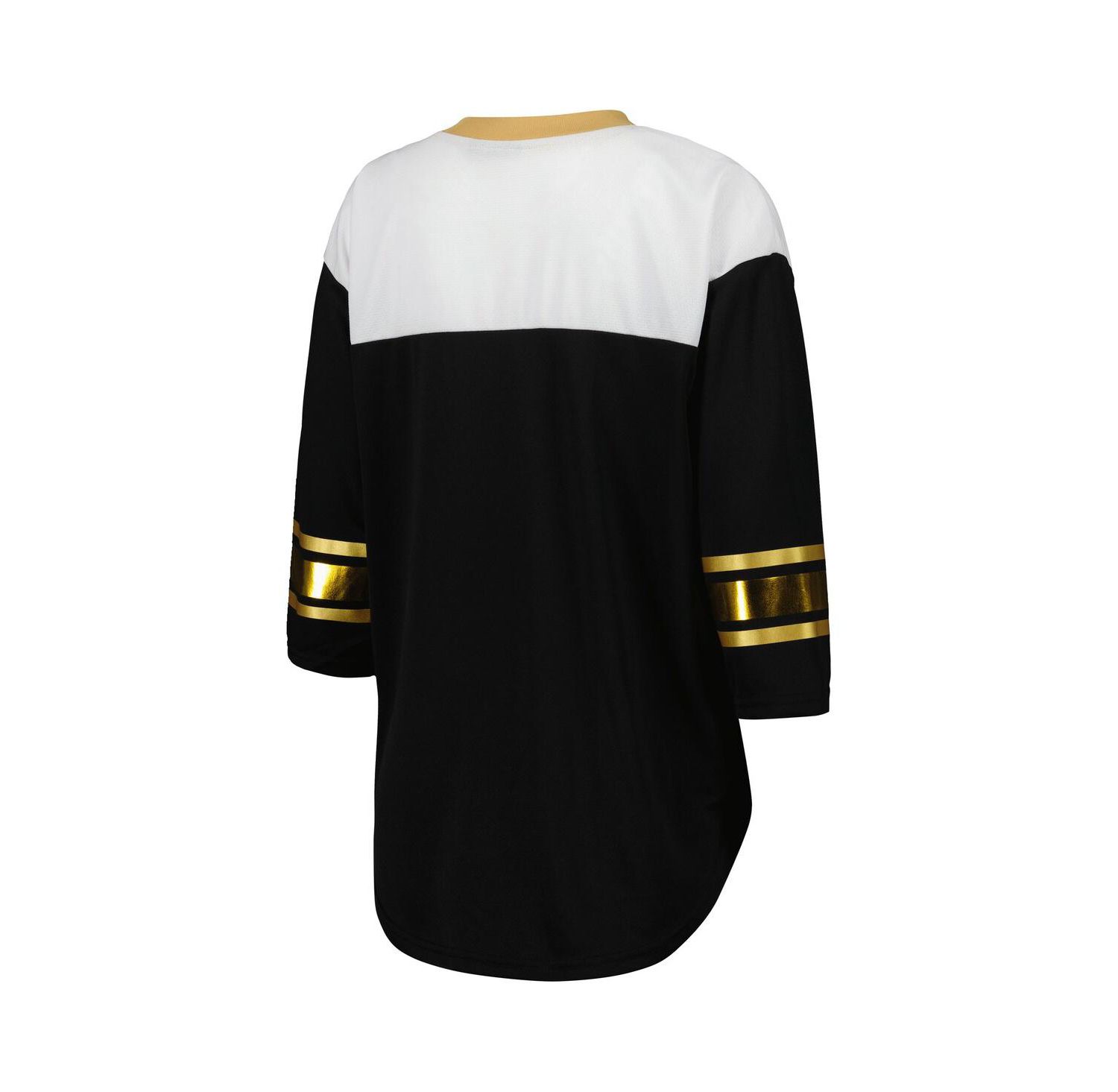 Women's Black, White New Orleans Saints Double Team 3/4-Sleeve Lace-Up T-shirt
