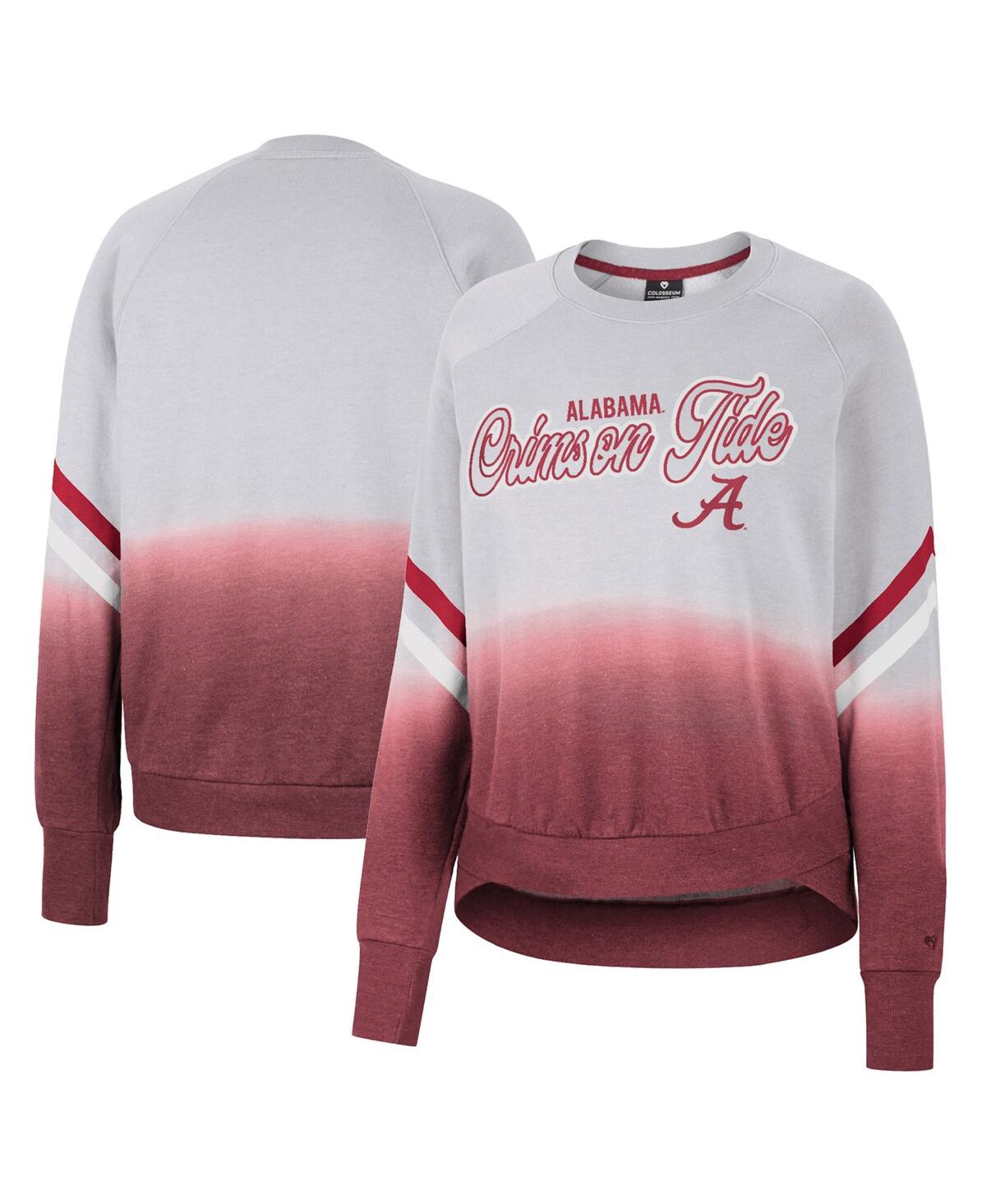 COLOSSEUM WOMEN'S COLOSSEUM GRAY ALABAMA CRIMSON TIDE CUE CARDS DIP-DYE RAGLAN PULLOVER SWEATSHIRT