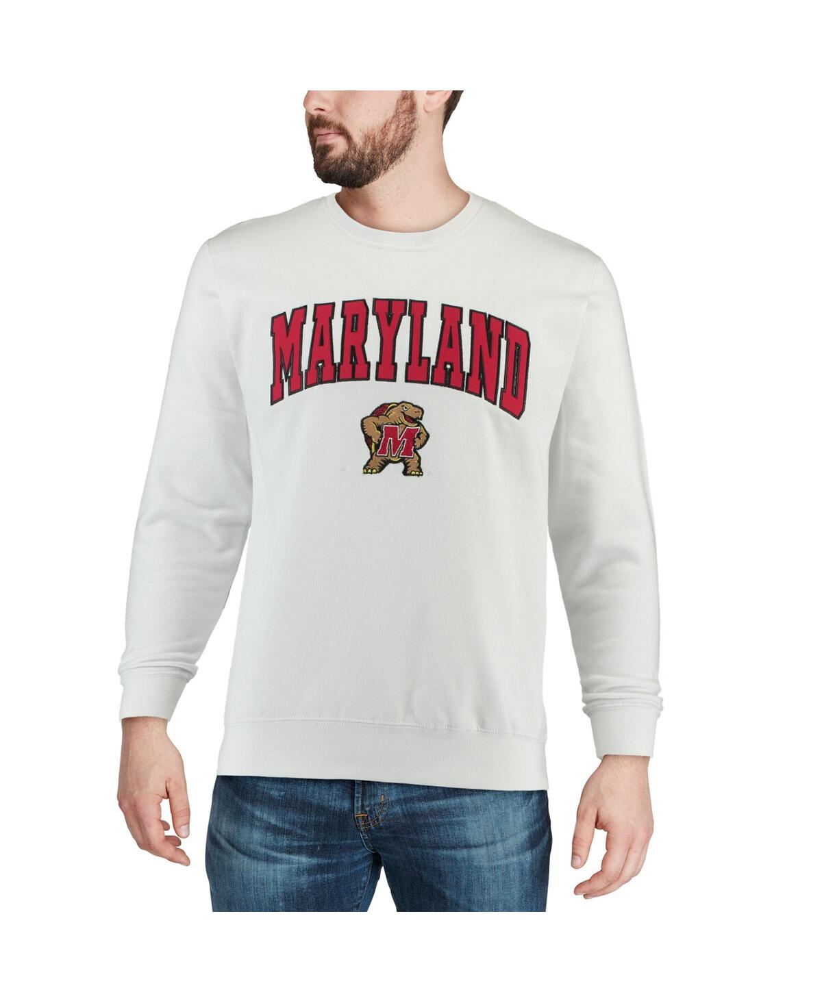 Shop Colosseum Men's  White Maryland Terrapins Arch And Logo Crew Neck Sweatshirt