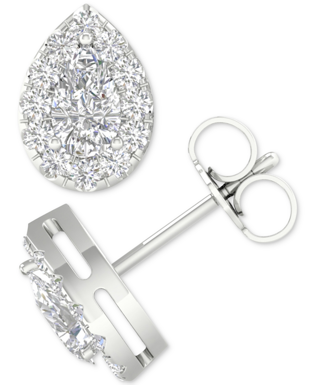 Diamond Pear-Cut Halo Stud Earrings (3/4 ct. t.w.) in 14k- White Gold