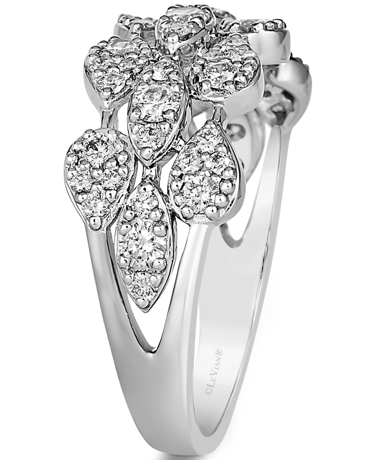 Le Vian Vanilla Diamond Pear Mini Cluster Triple Row Ring (5/8 ct. t.w.) in Platinum