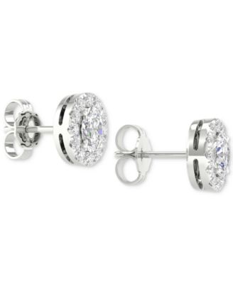 Diamond Oval Halo Stud Earrings (3/4 ct. t.w.) in 14k White Gold