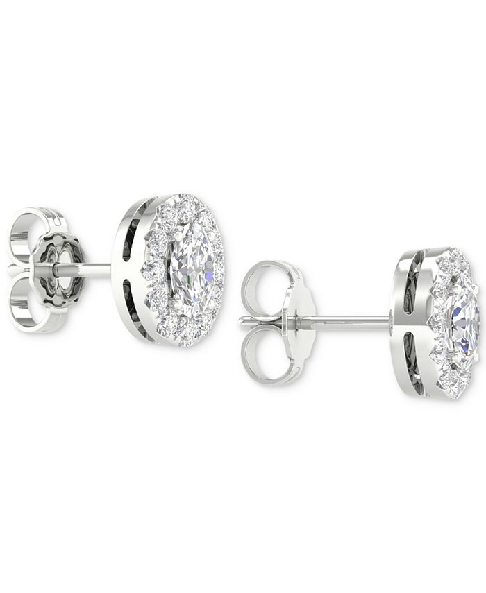 Macy's Diamond Oval Halo Stud Earrings (3/4 ct. t.w.) in 14k White Gold ...
