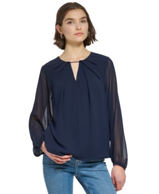 Calvin Klein - Women's Keyhole-Neck Blouse