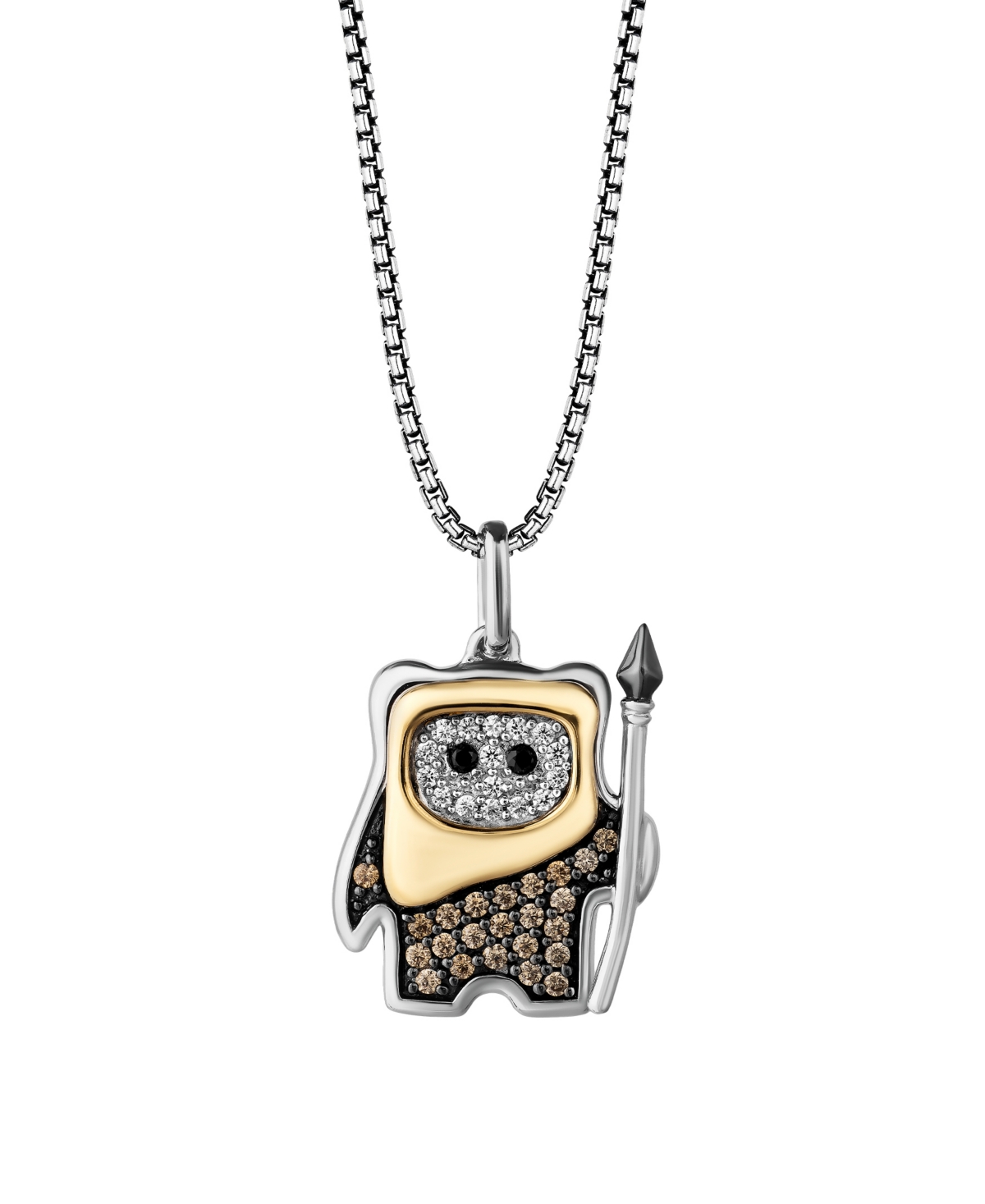 Star Wars Ewoka Champagne And Diamond Pendant Necklace (1/5 Ct. T.w.) In Sterling Silver And 10k Yellow Gold In Two Tone