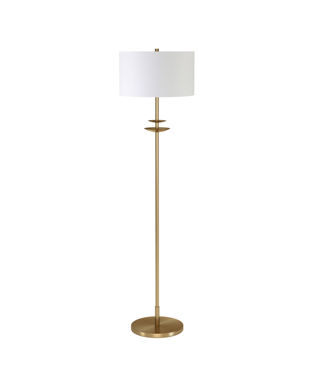 Hudson & Canal Avery 63" Tall Floor Lamp With Fabric Shade In Brass