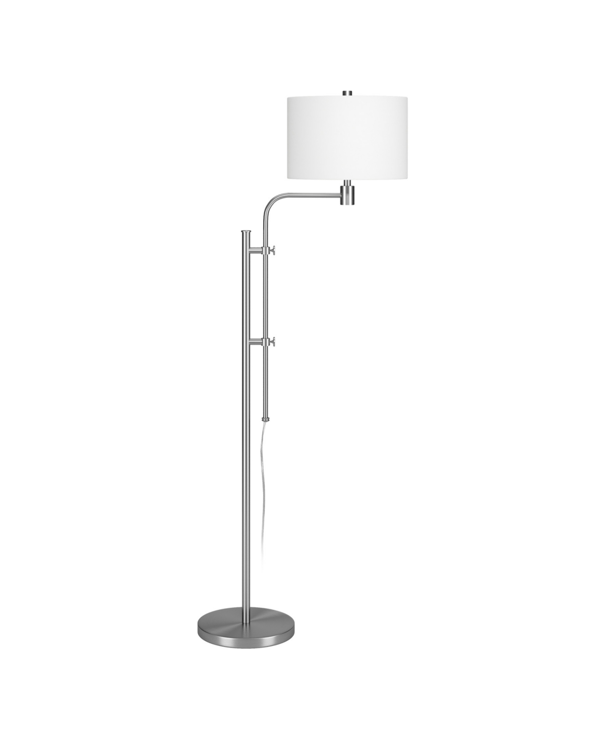 Hudson & Canal Polly Height-adjustable Floor Lamp With Fabric Shade In Brushed Nickel