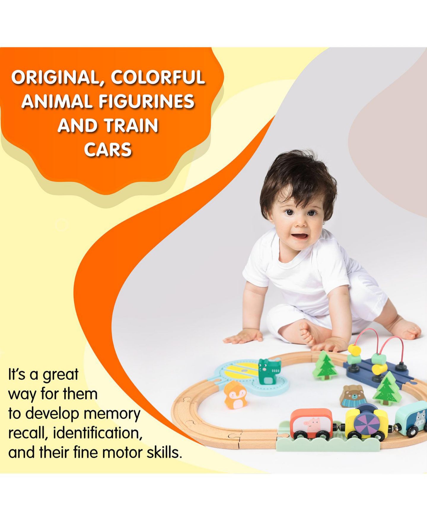 Детские игрушки Leo & Friends Wooden Railway Jungle 22-Piece Animal Set — фото 3