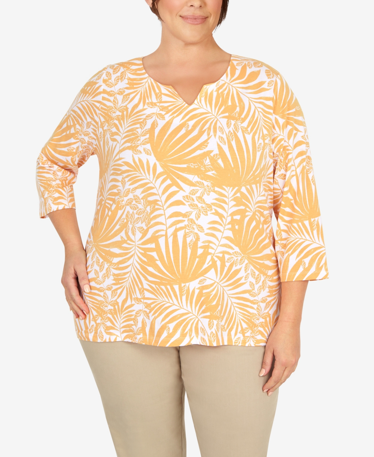 Hearts Of Palm Plus Size Printed Essentials Jersey Top