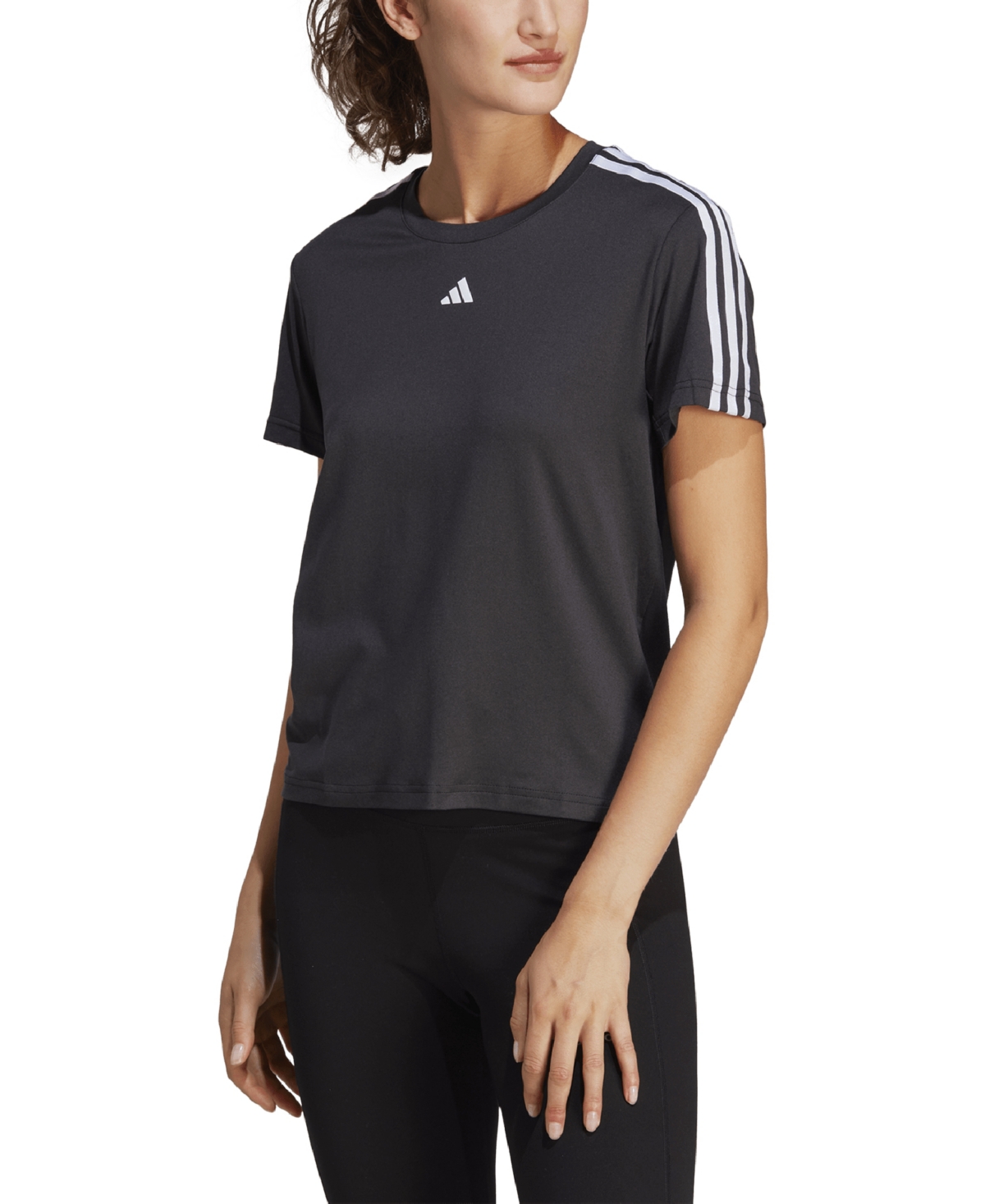 Adidas Originals Plus Size Aeroready Train Essentials 3-stripes T-shirt In Black