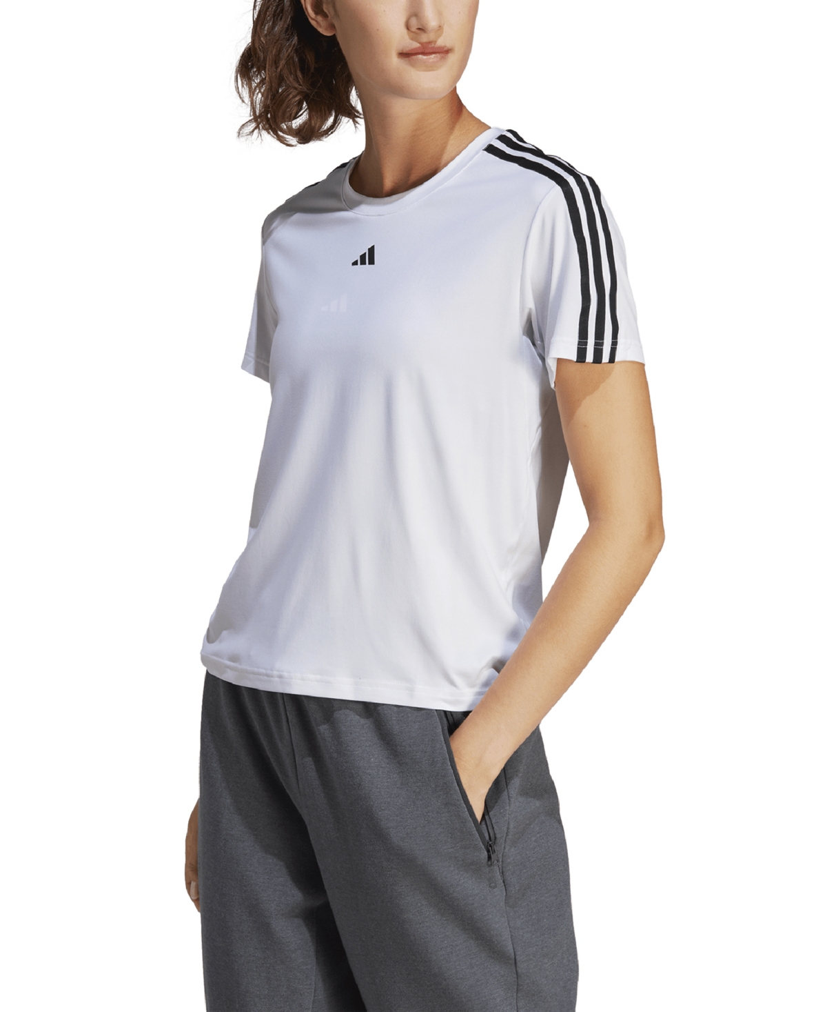 Adidas Originals Adidas Aeroready Train Essentials 3-stripes Tee In White And Black