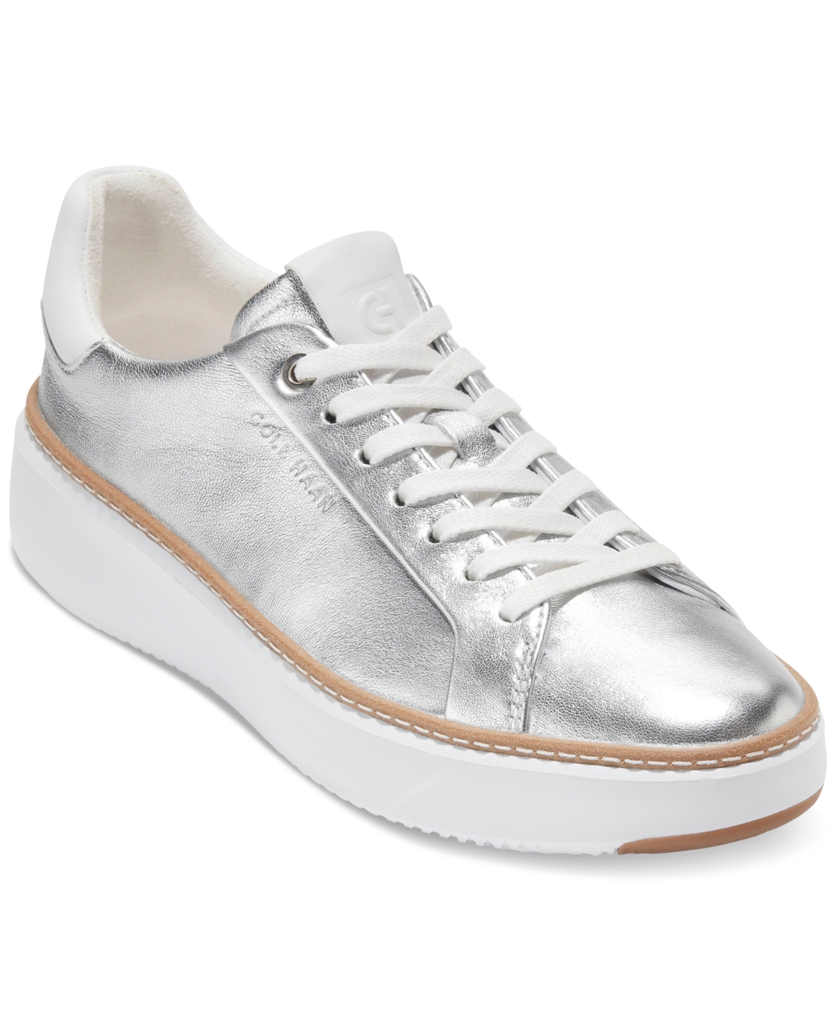 Shop Cole Haan Women's Grandpro Topspin Sneakers In Silver Talca/optic White