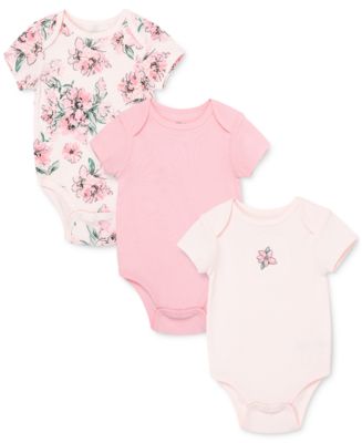 Little Me Baby Girls Floral Short Sleeve Bodysuits, Pack of 3 - Macy's