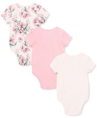 Baby Girls Floral Short Sleeve Bodysuits, Pack of 3