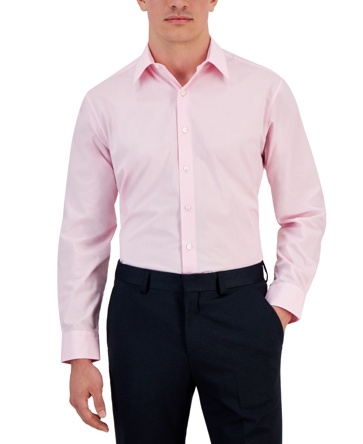 Men's Regular Fit Solid Dress Shirt, Created for Macy's - Parfait Pink