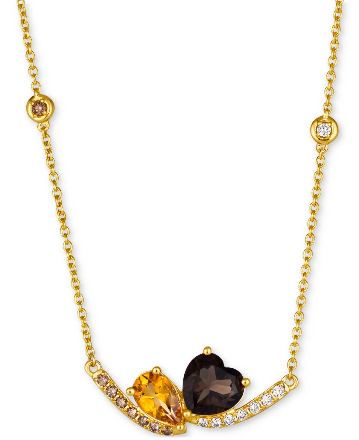 Le Vian Multi-gemstone (2-1/4 Ct. T.w.) & Diamond (1/4 Ct. T.w.) Pear & Heart 19" Statement Necklace In 14k In No Color