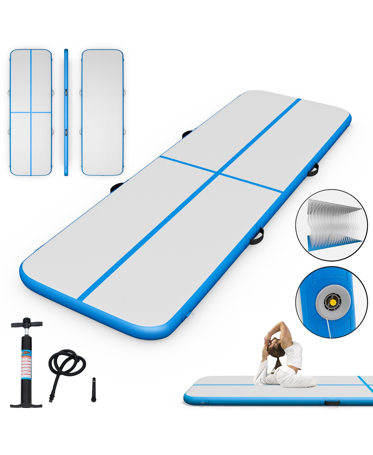 1 Pcs 10' Inflatable Gymnastics Mat Floor Mats - Blue